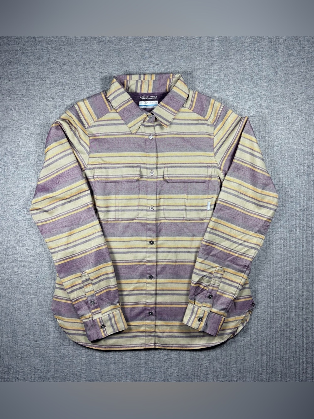 Columbia Button Up Shirt Womens M Omni Wick Long Sleeve Pilsner Lodge Striped